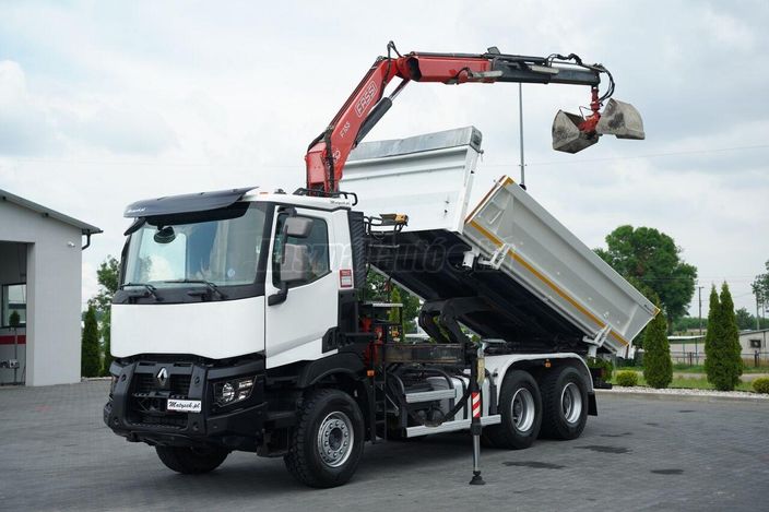 RENAULT C 430 / 6x4 / WYWROTKA 2 STRONNA / HYDROBURTA + HDS FASSI F155.A