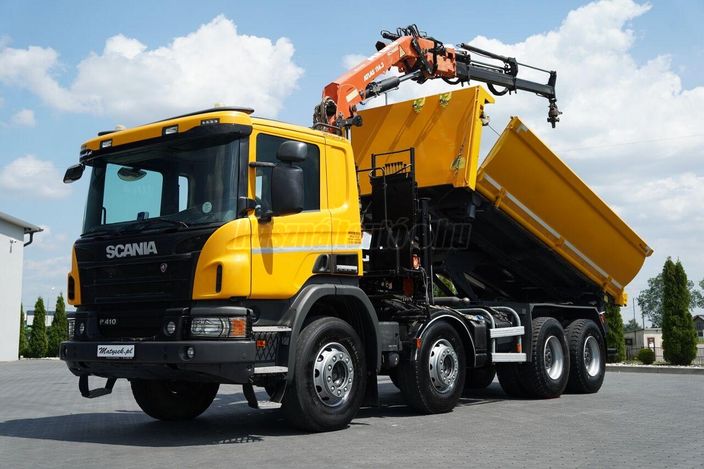 SCANIA P 410 / 8x4 / WYWROTKA - 5.15 M + HDS ATLAS 116.3 / ROTATOR / EU